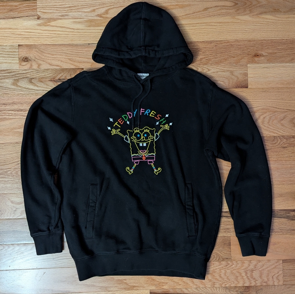 Teddy Fresh Spongebob Black Hoodie Unisex Size M Sweatshirt Pullover